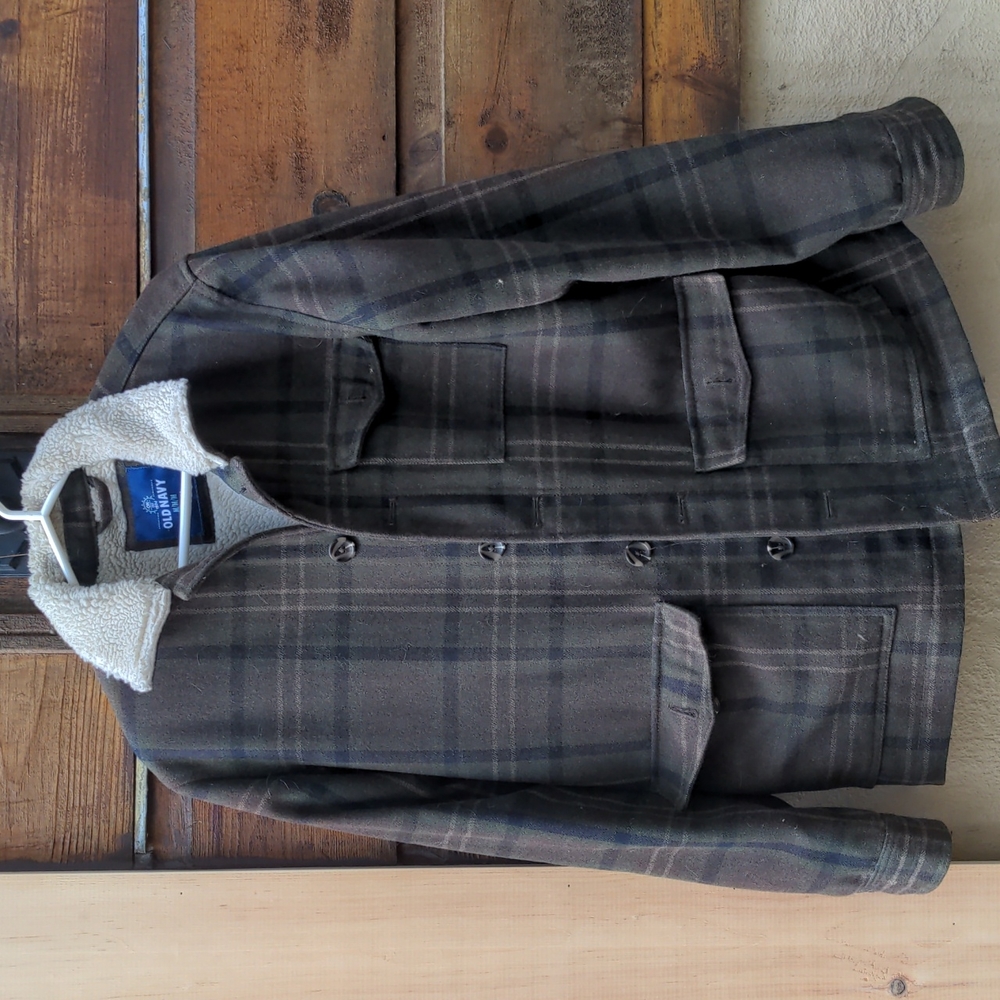 Plaid jacket w/faux fur lining